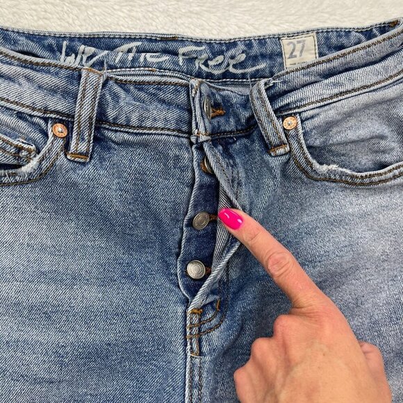 Free People We The Free High Rise Jean Shorts 27 Button Fly Cut Off Denim - Picture 4 of 10